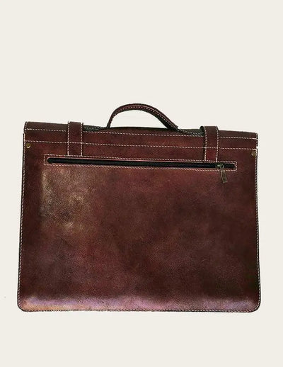Handcrafted Genuine Leather Classic Brown Briefcase Vintage Kernel