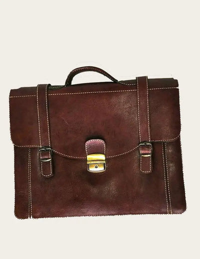 Handcrafted Genuine Leather Classic Brown Briefcase Vintage Kernel