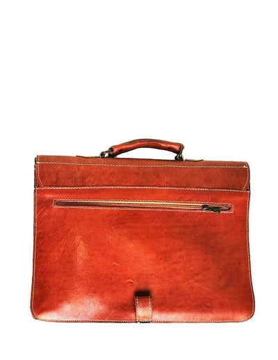 Handmade Brown Leather Briefcase for Men. Vintage Kernel