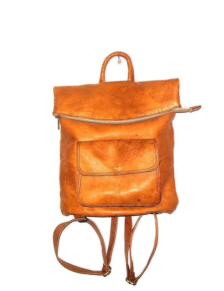 Minimalist Goat Leather Roll-top Backpack - Vintage Kernel
