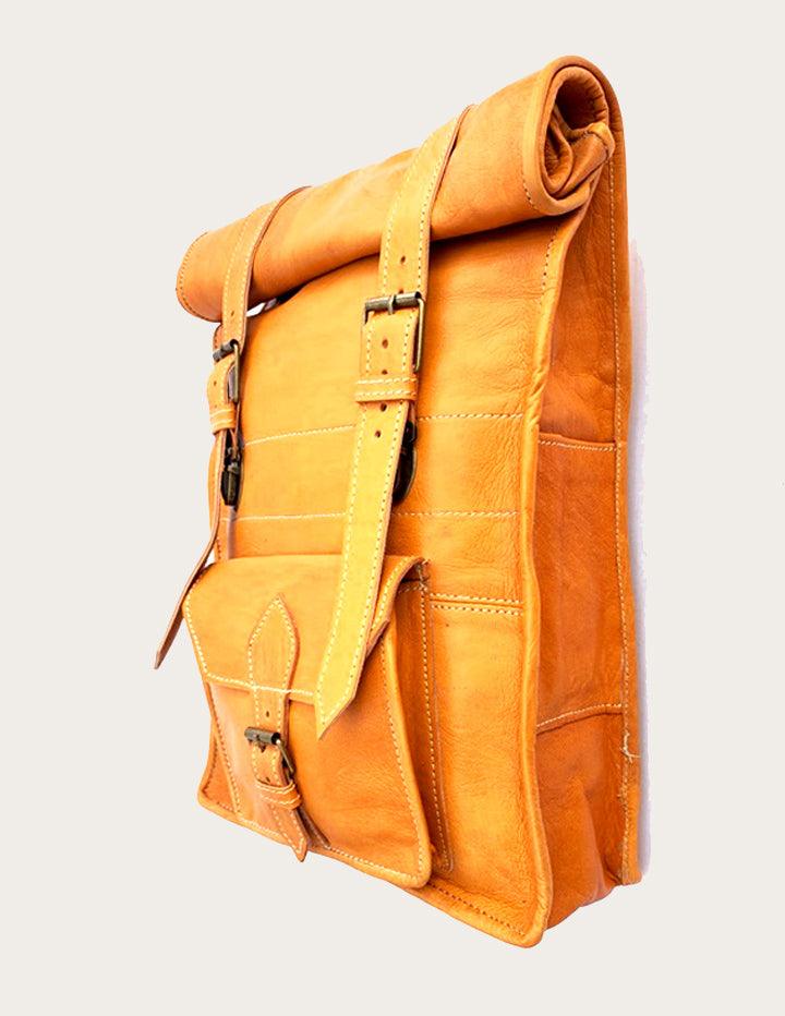 Unique HandMade Leather Rolltop Backpack - Slow Chic Fashion