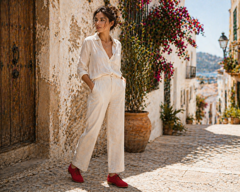 Red Handwoven Raffia Derby Shoes