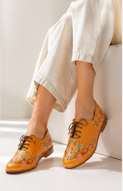 Unique Handpainted Flat Leather Shoe