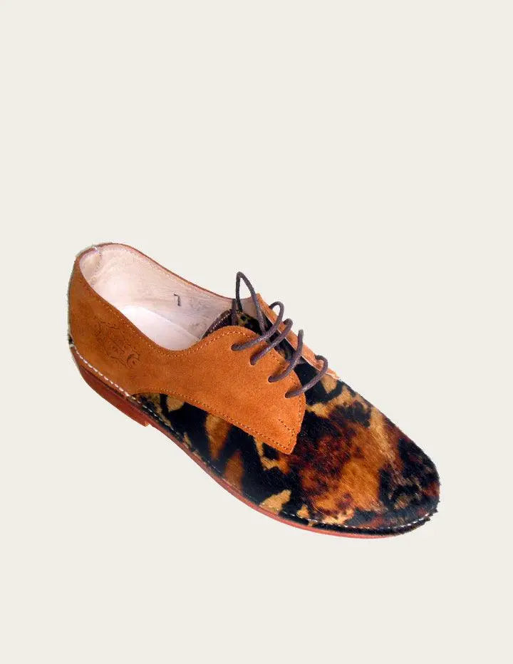 Leopard Suede Leather Derby Shoe, Handrafted Leather Oxford Slow Chic Fashion