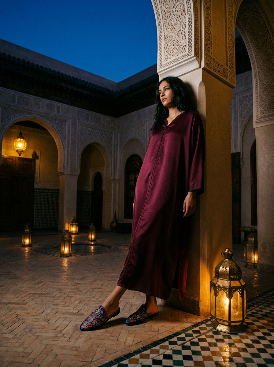 Hand-Painted Tazwaqt Leather Flat Mules for Women | Pointed Toe Luxury Mules