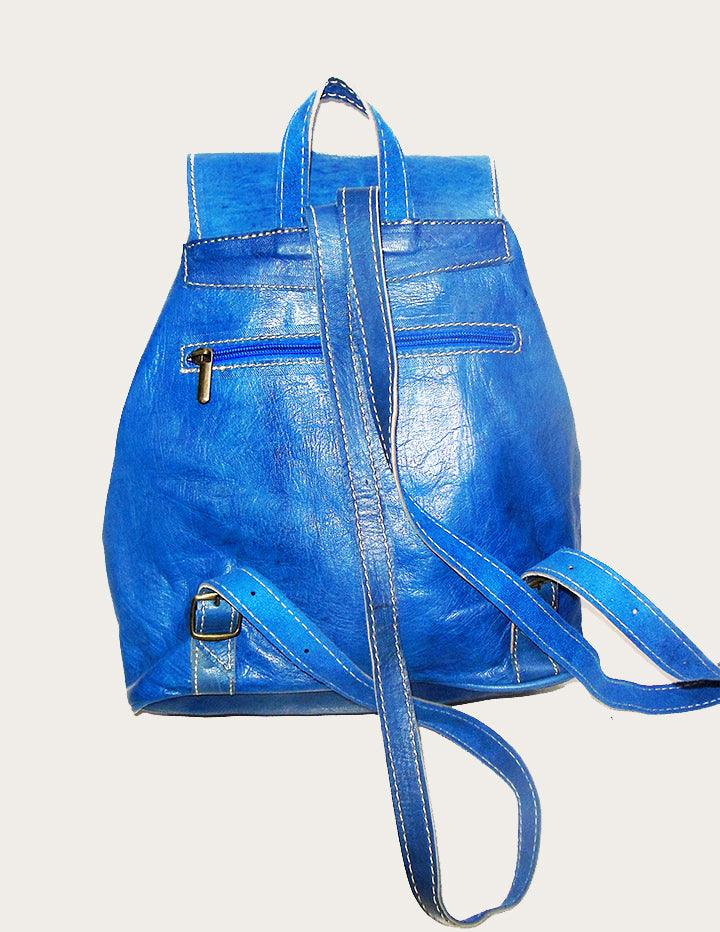 Handcrafted Genuine Leather Blue Backpack - Slow Chic Fashion