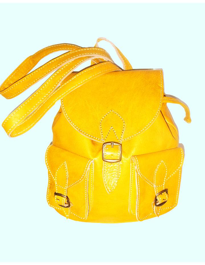 Handcrafted Genuine Leather Yellow Backpack - Slow Chic Fashion
