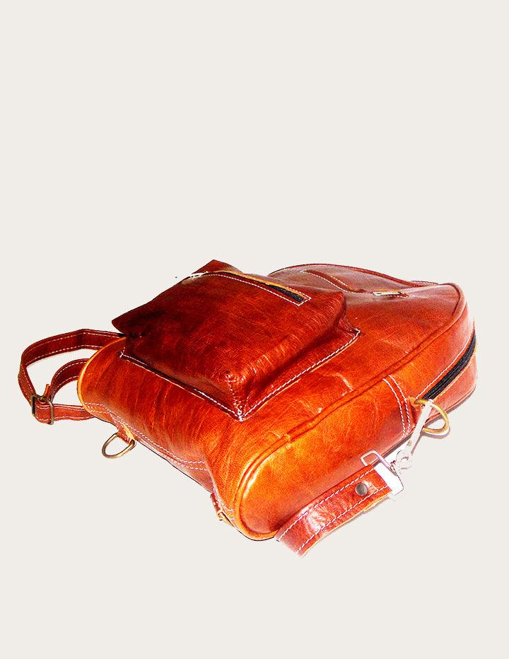 Elegant Functional Handmade Leather Backpack in Brown - Slow Chic Fashion