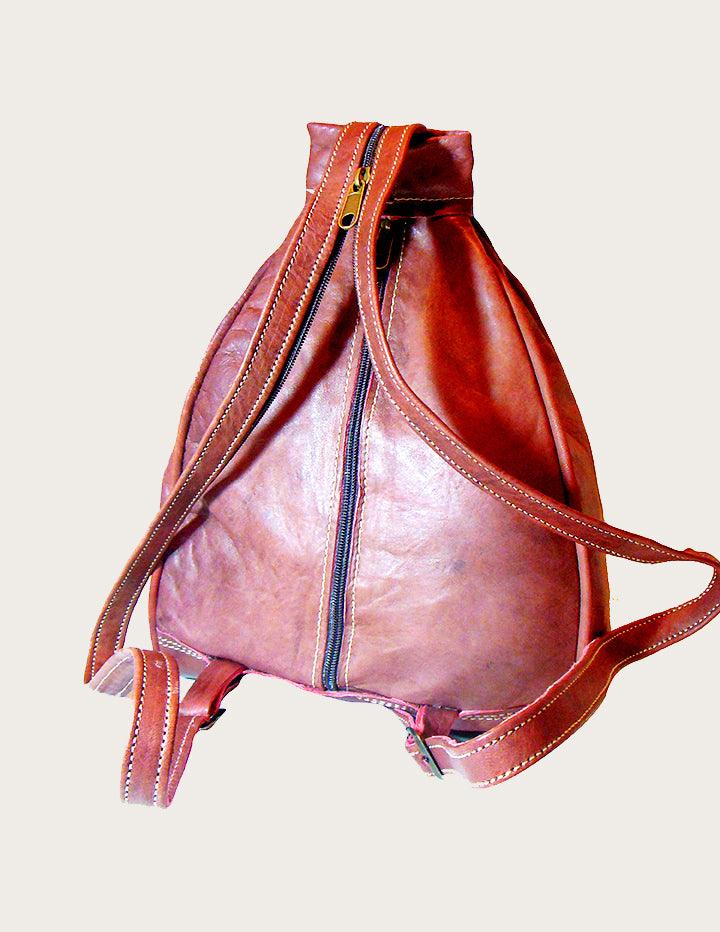 Unique Brown Leather Backpack