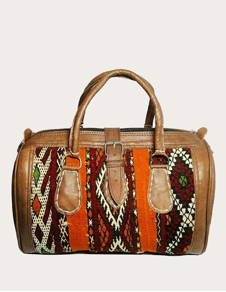 One of a Kind Kilim and Leather Weekender Bag - Slow Chic Fashion