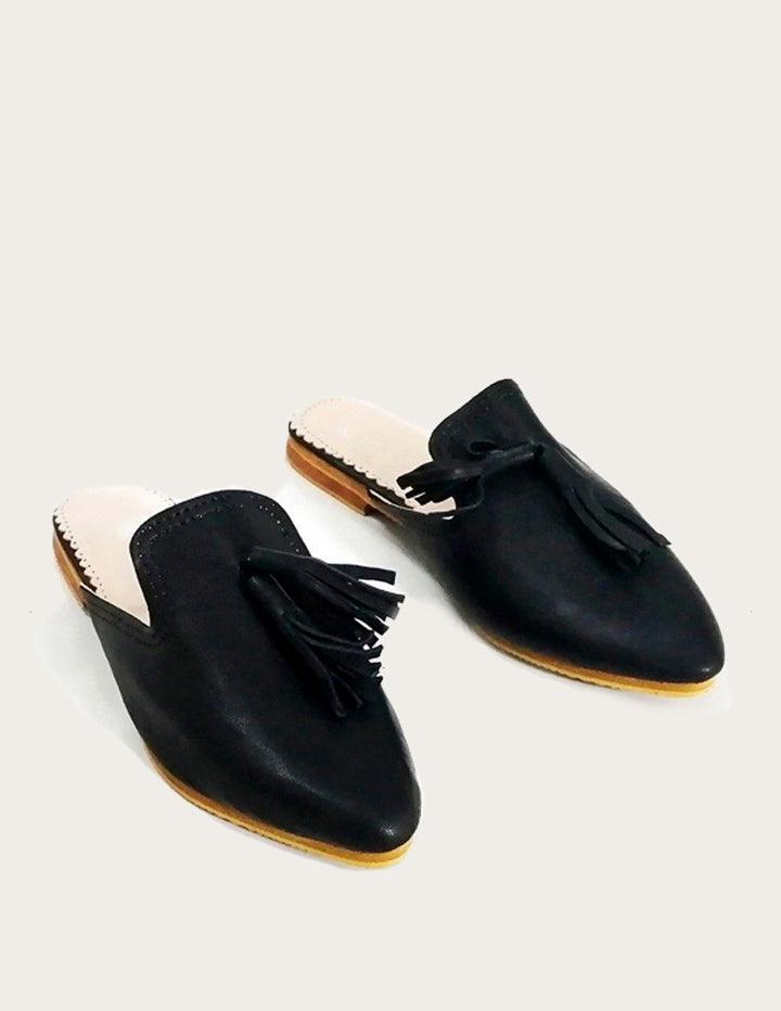 Lbatool Chic Black Leather Mules