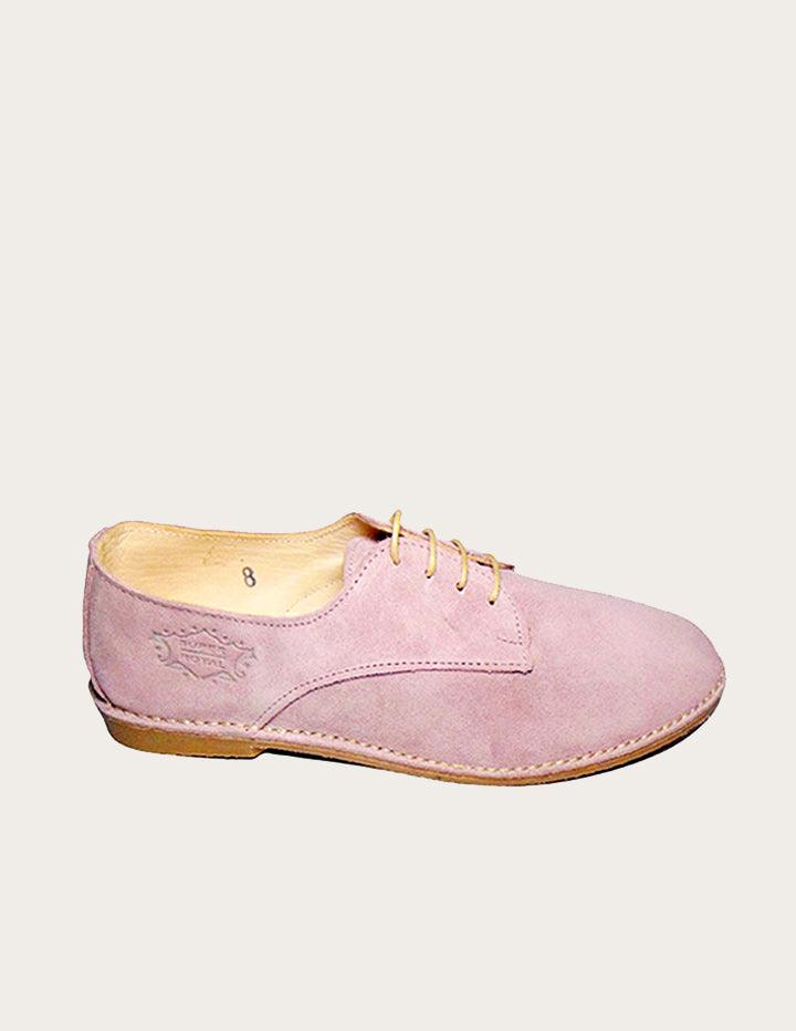 Handmade Pink Suede Leather Oxford Shoe - Slow Chic Fashion