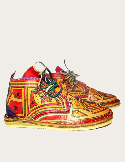 Custom Painting Handmade Leather Ankle Boot - Slow Chic Fashion