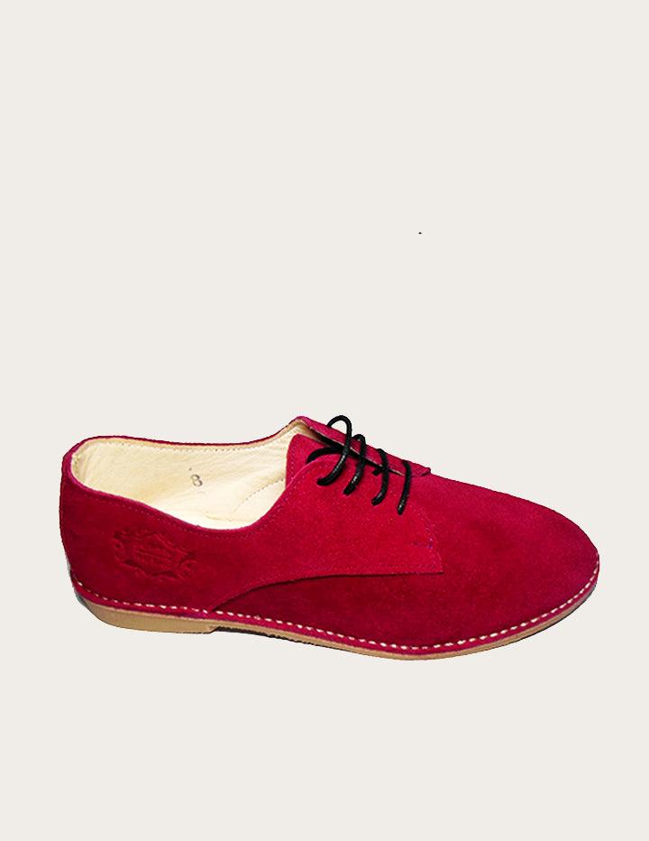 Red Handmade Suede Leather Oxford Shoe - Slow Chic Fashion
