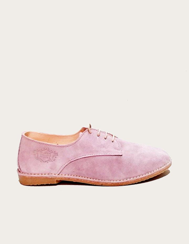Handmade Pink Suede Leather Oxford Shoe - Slow Chic Fashion