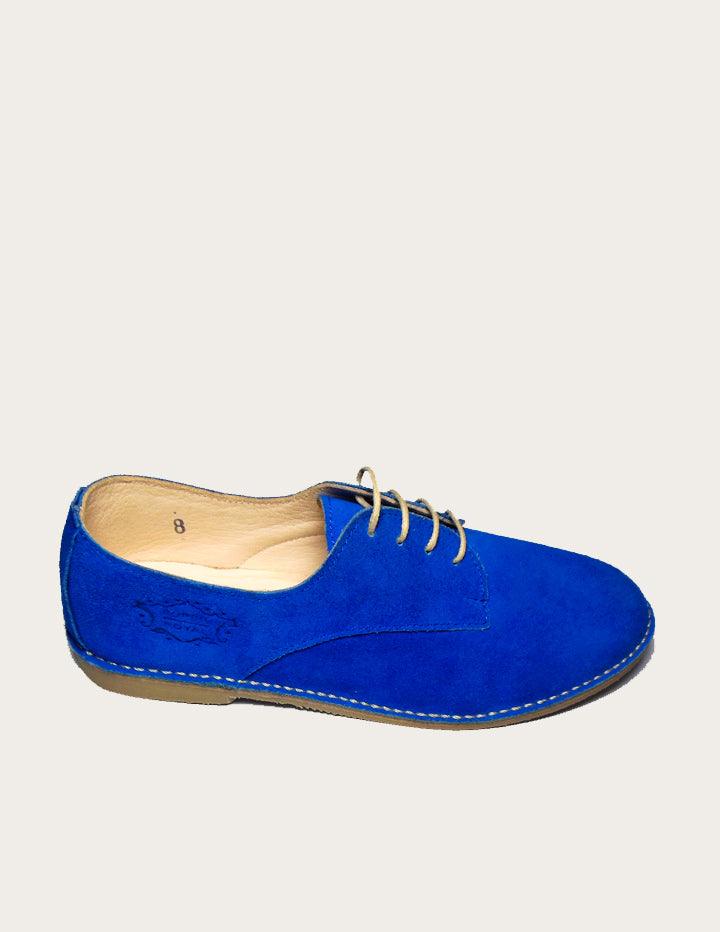 Royal Blue Suede Leather Oxford Shoe - Slow Chic Fashion