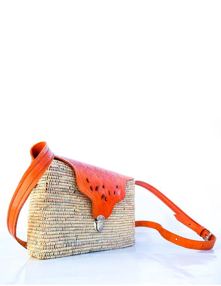 Handwoven Moroccan Raffia Shoulder Bag - Vintage Kernel