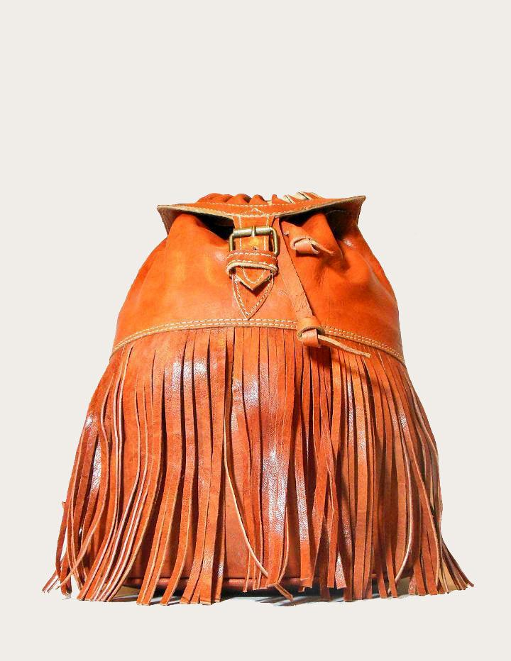 Bohemian Style Leather Backpack with Fringes - Slow Chic Fashion