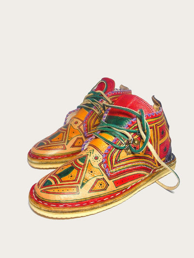 Custom Painting Handmade Leather Ankle Boot - Slow Chic Fashion