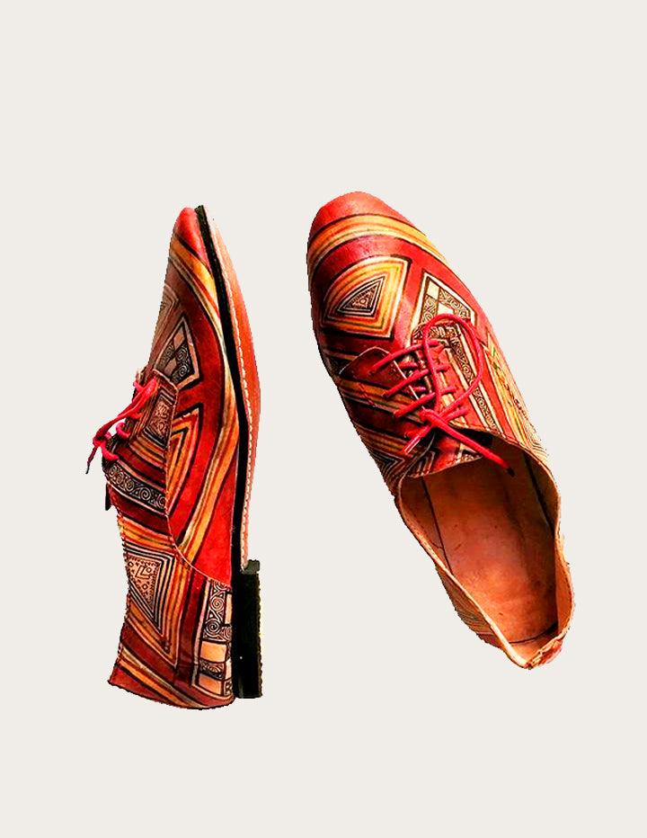 Handpainted Leather Derby Shoe - Slow Chic Fashion